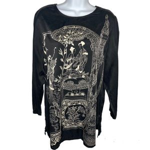 Diane Von Furstenburg Vintage Japanese Geisha Silk Tunic blouse top size S